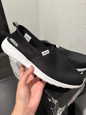 adidas Black Slip-On Sneakers with White Sole